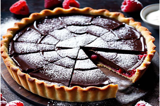 Chocolate pie with  raspberries