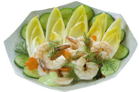 Shrimp salad with belgian endive
