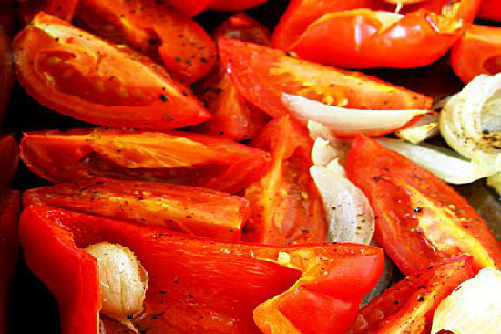 Roasted tomatoes and red peppers