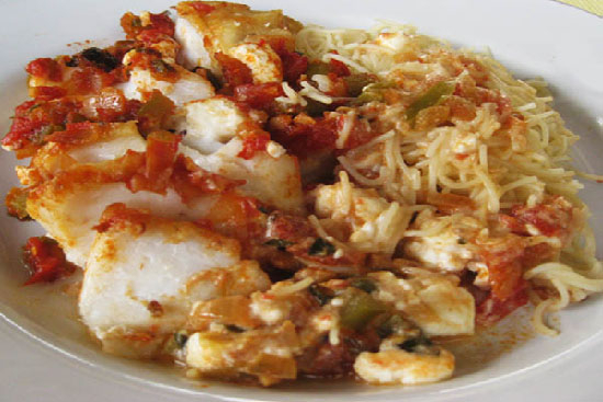 Baked cod greek-style 