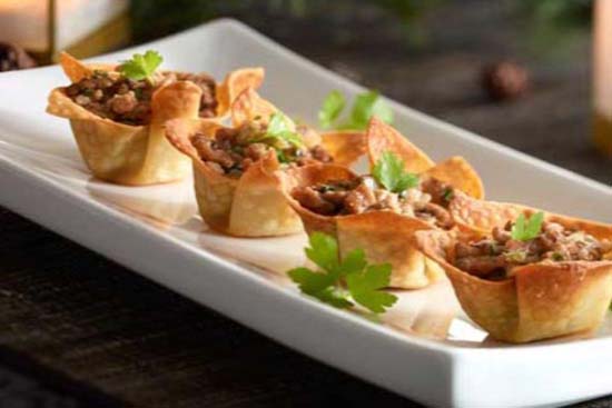 Black bean and corn wonton appetizers 