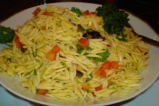 Vegetable and herb orzo salad