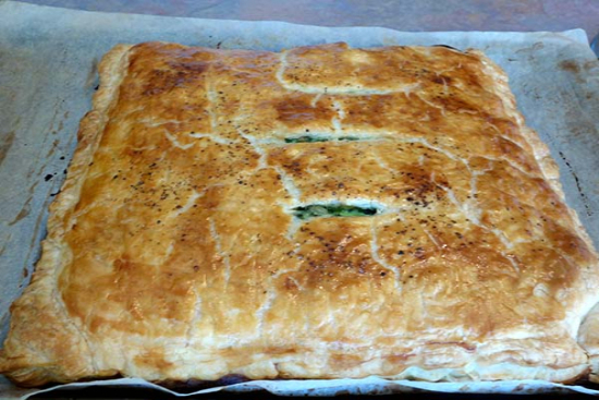 Spanakopita spinach pie in puff pastry 