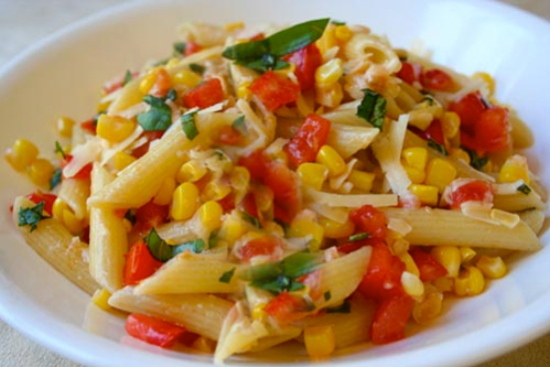 Summer corn and tomato pasta