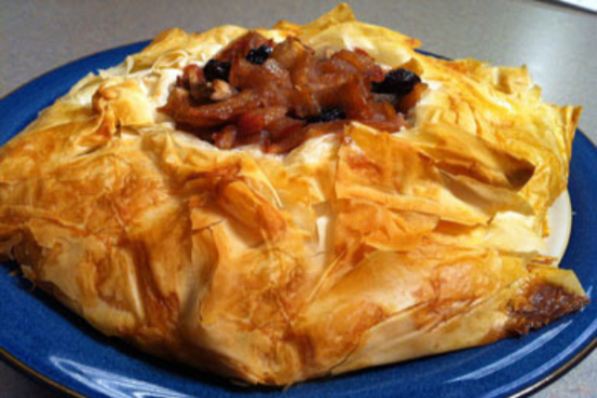 Cranberry and pear phyllo tart