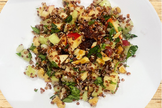 Red quinoa and apple waldorf salad